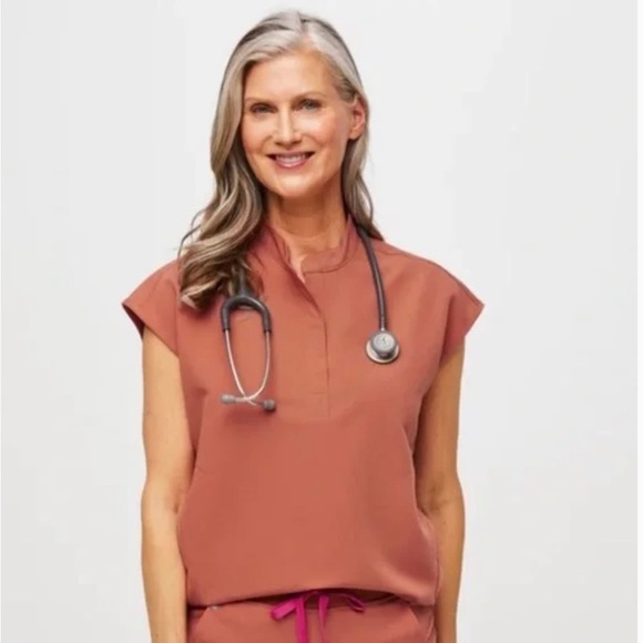 Figs Tops Figs Rafaela Limited Edition Terracotta Scrub Top Size M